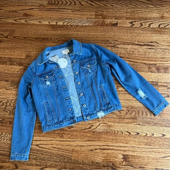 Umgee Blue Denim Jacket with Brown Star Accents size M - Picture 9 of 9